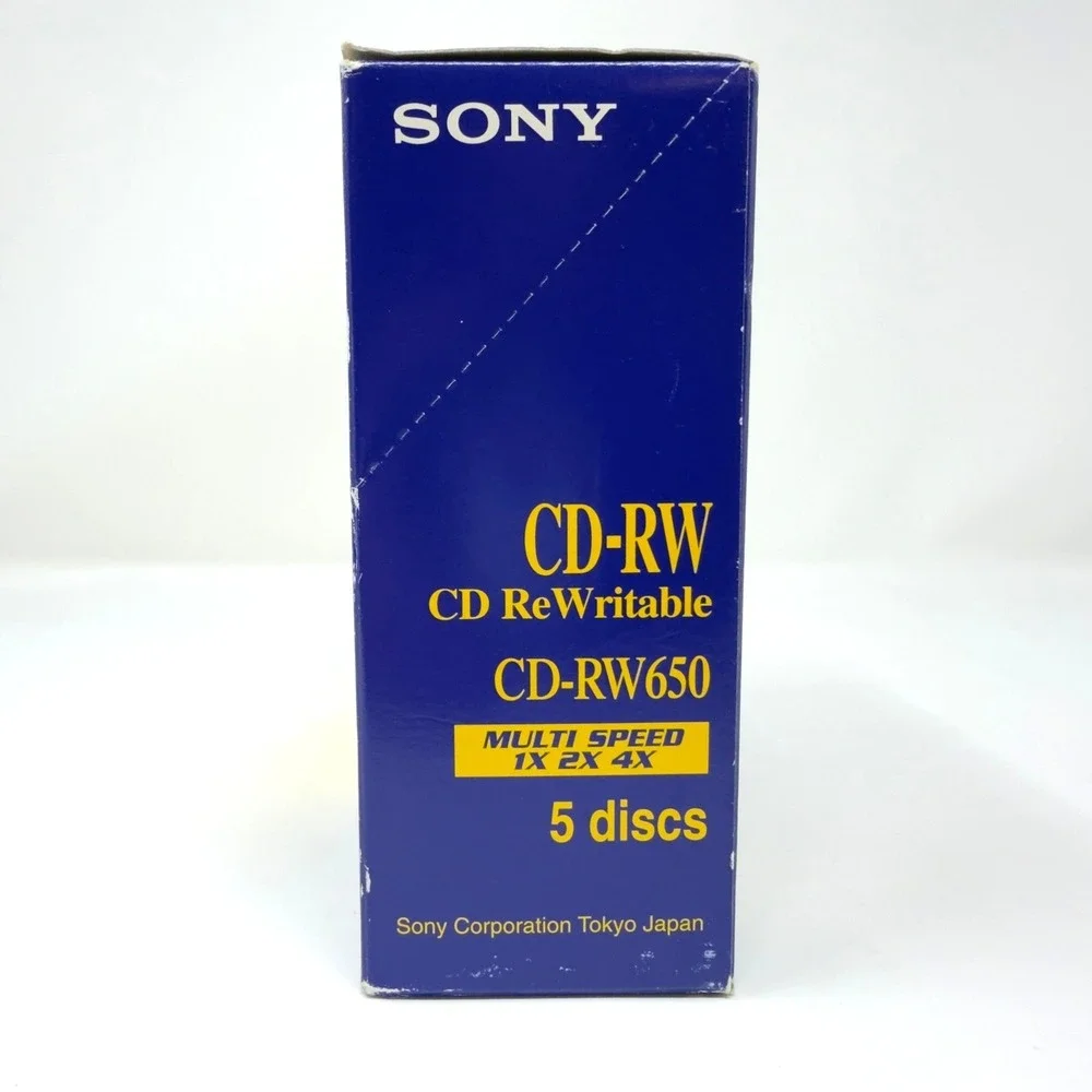 Sony CD-RW650 CD ReWritable Discs Multi Speed 650MB Data Storage Media 5 Pack